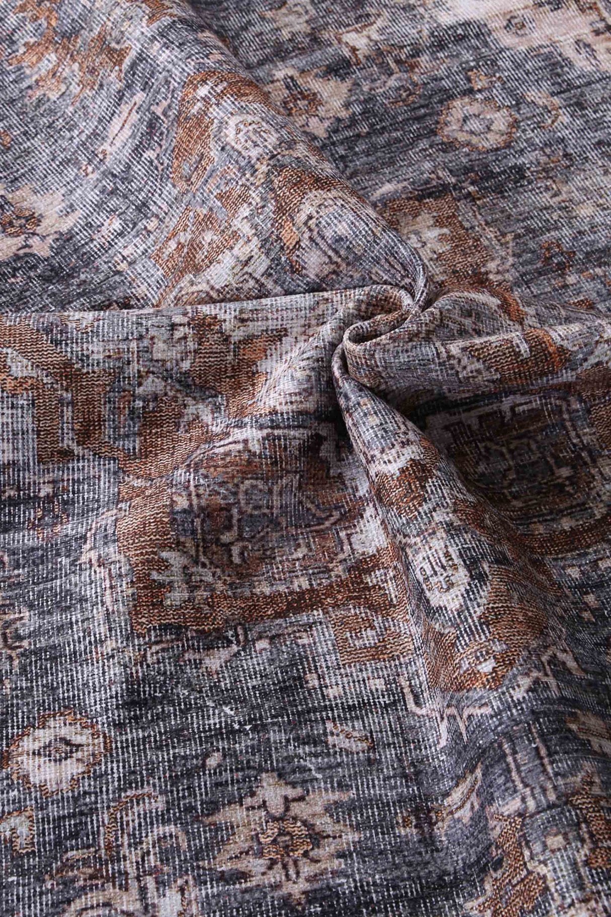 Vintage Crown Rust Washable Round Medallion Rug