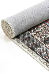 Loane Distressed Vintage Ruby & Sky Blue Rug - VITAL 2923-00 (with fringe)