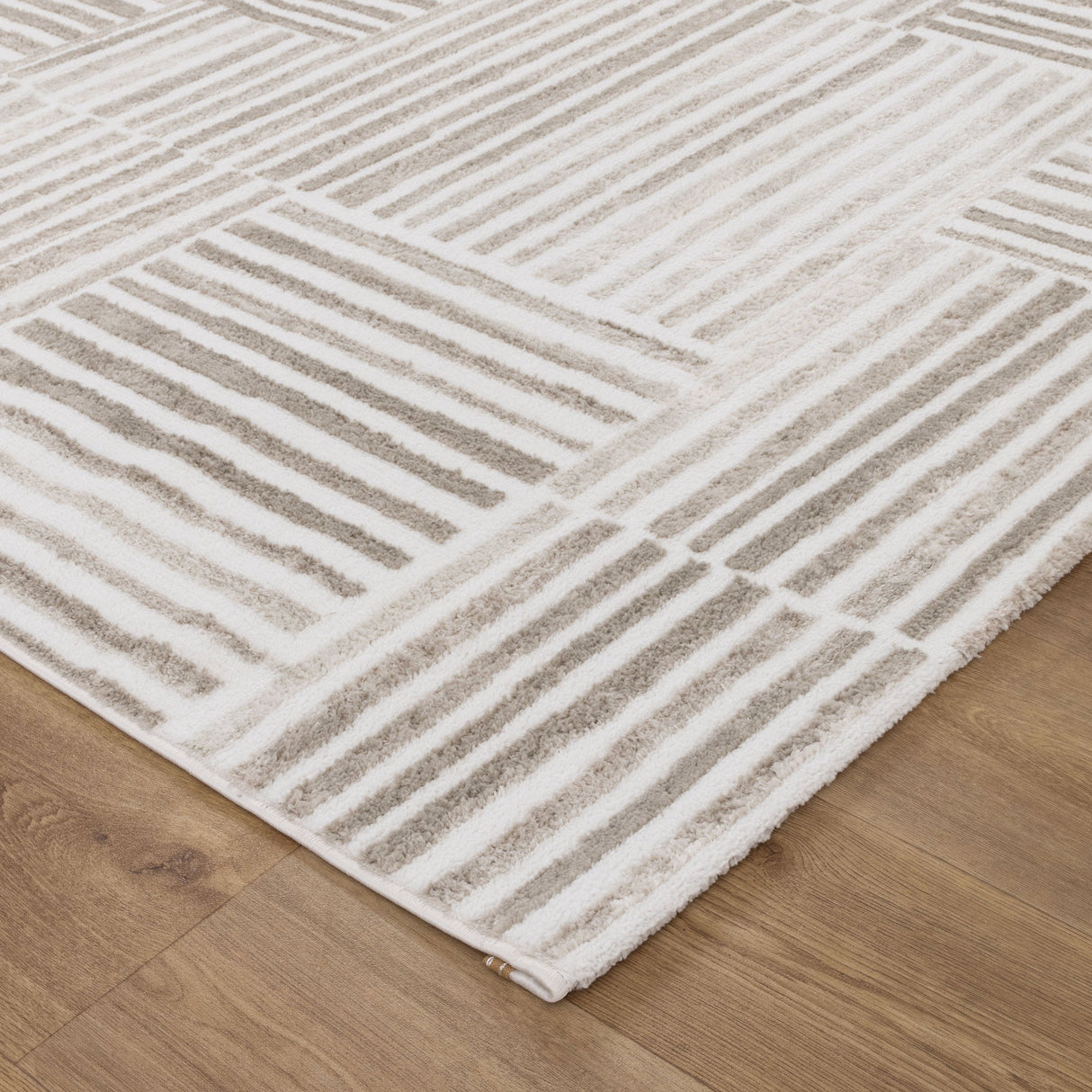 Serenity Linea Beige Geometric Rug