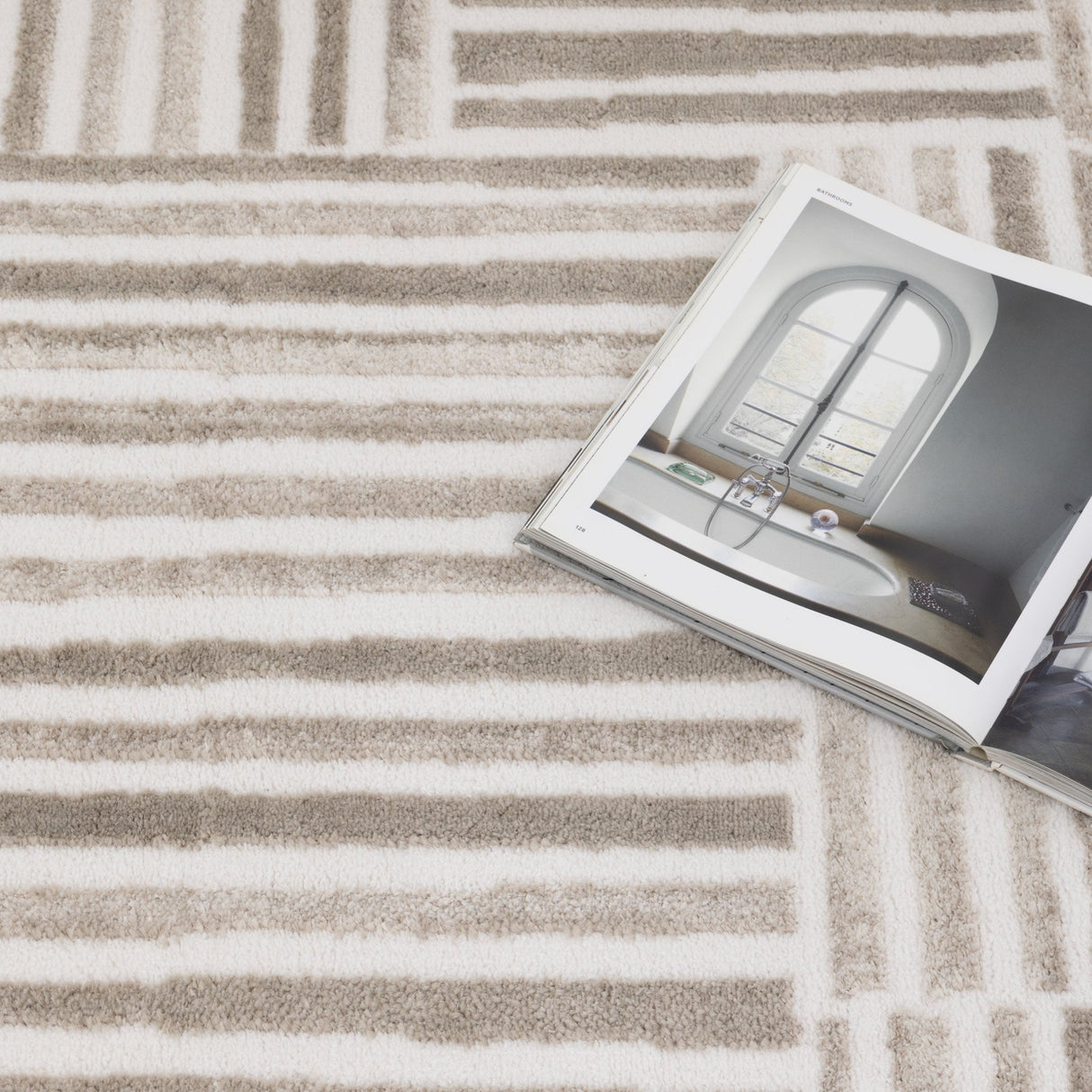 Serenity Linea Beige Geometric Rug