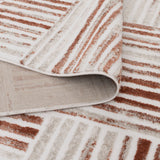 Wellington Geometric Lines Rust Rug - W004