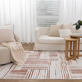 Wellington Geometric Lines Rust Rug - W004