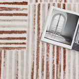Wellington Geometric Lines Rust Rug - W004