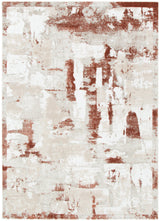 Abstract patterned rug with brown and white colors