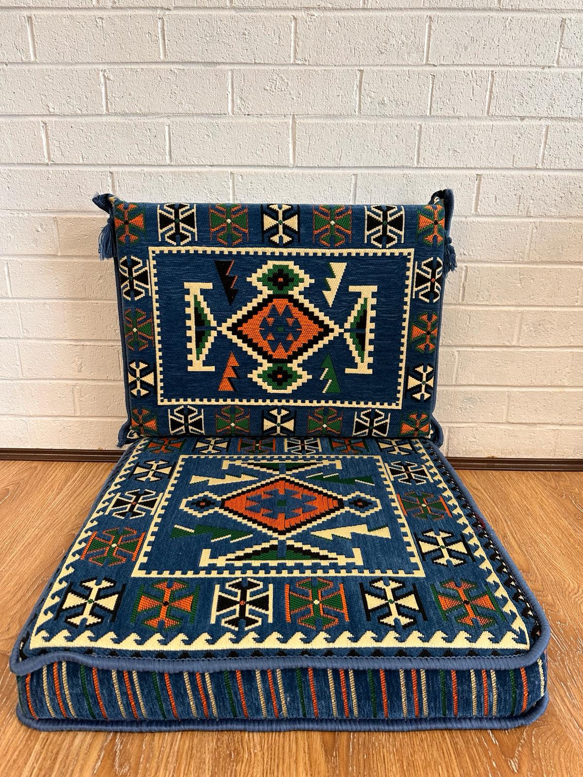 Single Cushion Set - Blue Rhombus