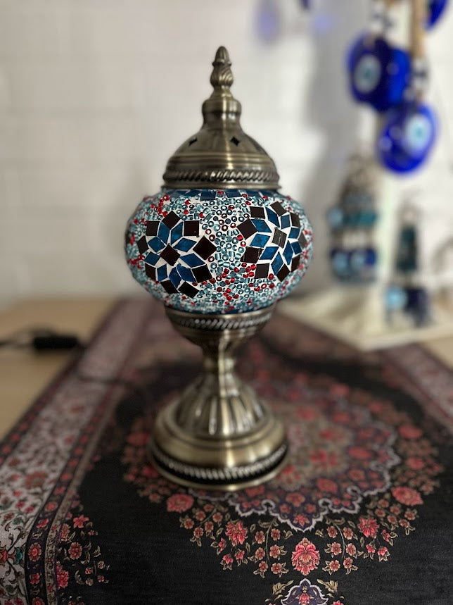 Table Lamps - Aqua Red Flower