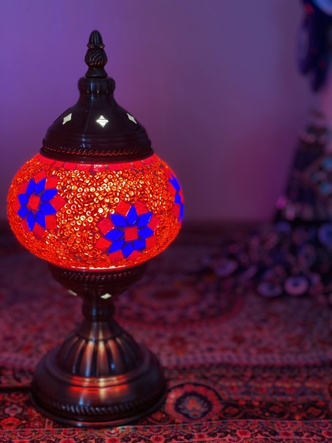 Table Lamps - Red-Blue Flower