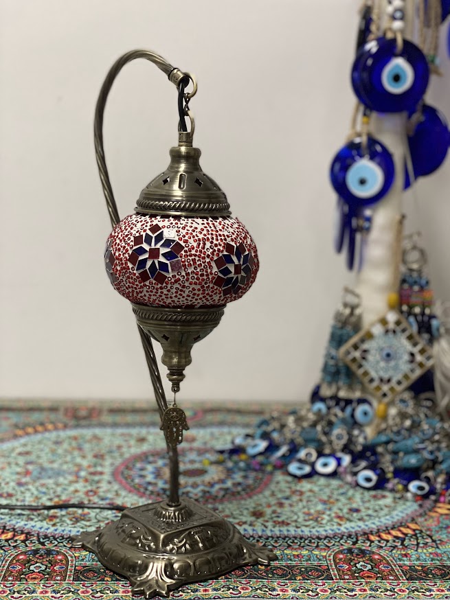 Swan Lamps - Red Blue Flower