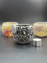 Mosaic Candle Holders - Maroon Crackle