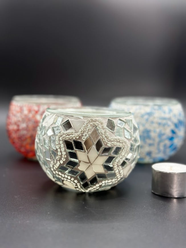 Mosaic Candle Holders - White Star