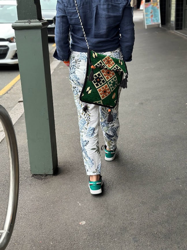 Unisex Kilim Messenger Bag Green