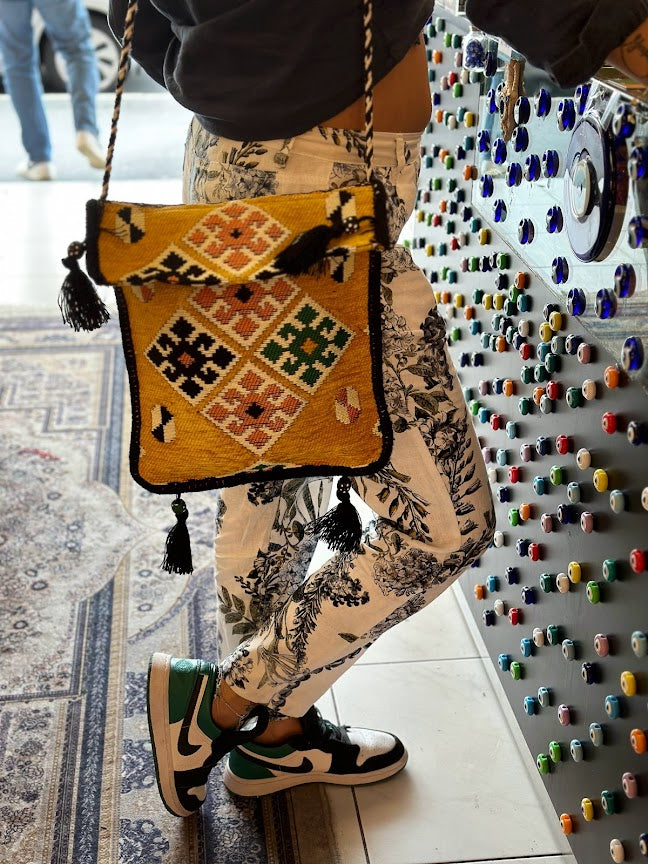 Unisex Kilim Messenger Bag Yellow