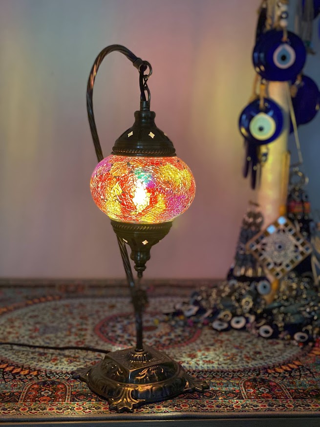Swan Lamps - Rainbow Crackle